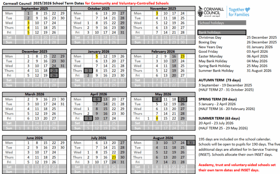 Term Dates 2025-2026